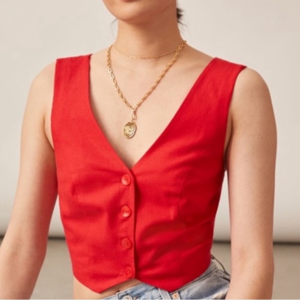 Anthropologie red cropped vest